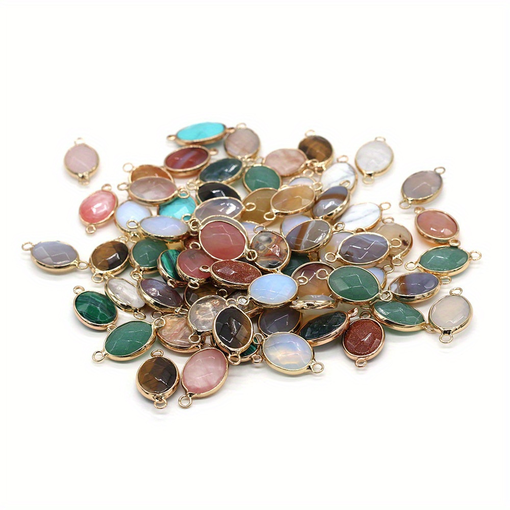 Natural Stone Oval Edge Faceted Pendant Set